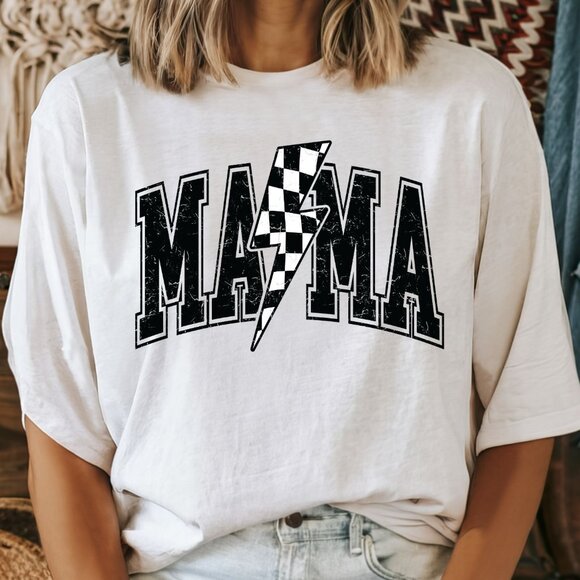 NEW Trendy Comfort Colors Soft Cotton Lightning Bolt Mama Graphic Tee Shirt - Picture 2 of 4